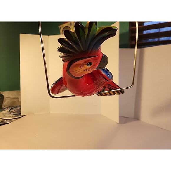 Vtg Talavera Parrot Colorful Ceramic Bird Figurine Hanging Perch Mexico - Picture 11 of 15